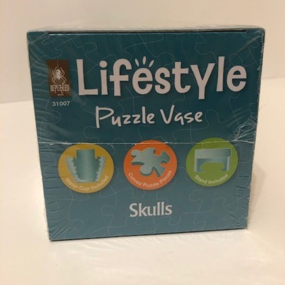 Puzzle vase skull flowers decor - Picture 3 of 3